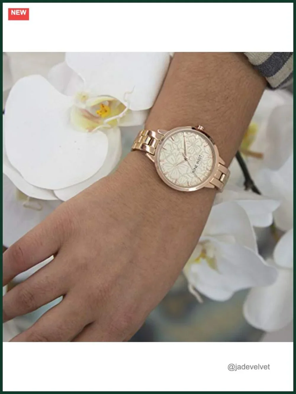 Nine West Rose Gold Bracelet Watch Japanese Quartz Floral Dial